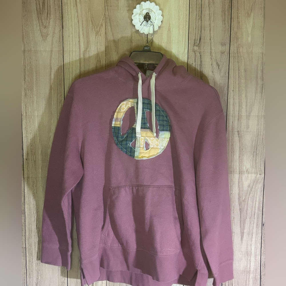 NWT Upcycled Hoodie with quilted appliqué